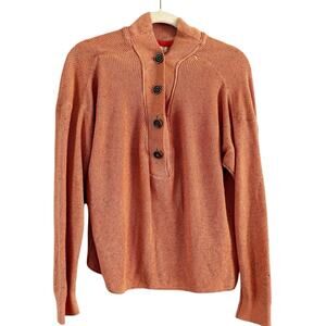 Daily Practice Peach Speckled Waffle Knit Button Neck Lounge Top Size XS